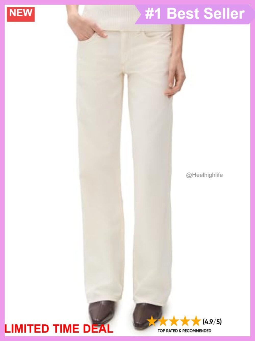 Featherweight Stretch Denim Full Straight Jeans Mid Rise 5-Pocket